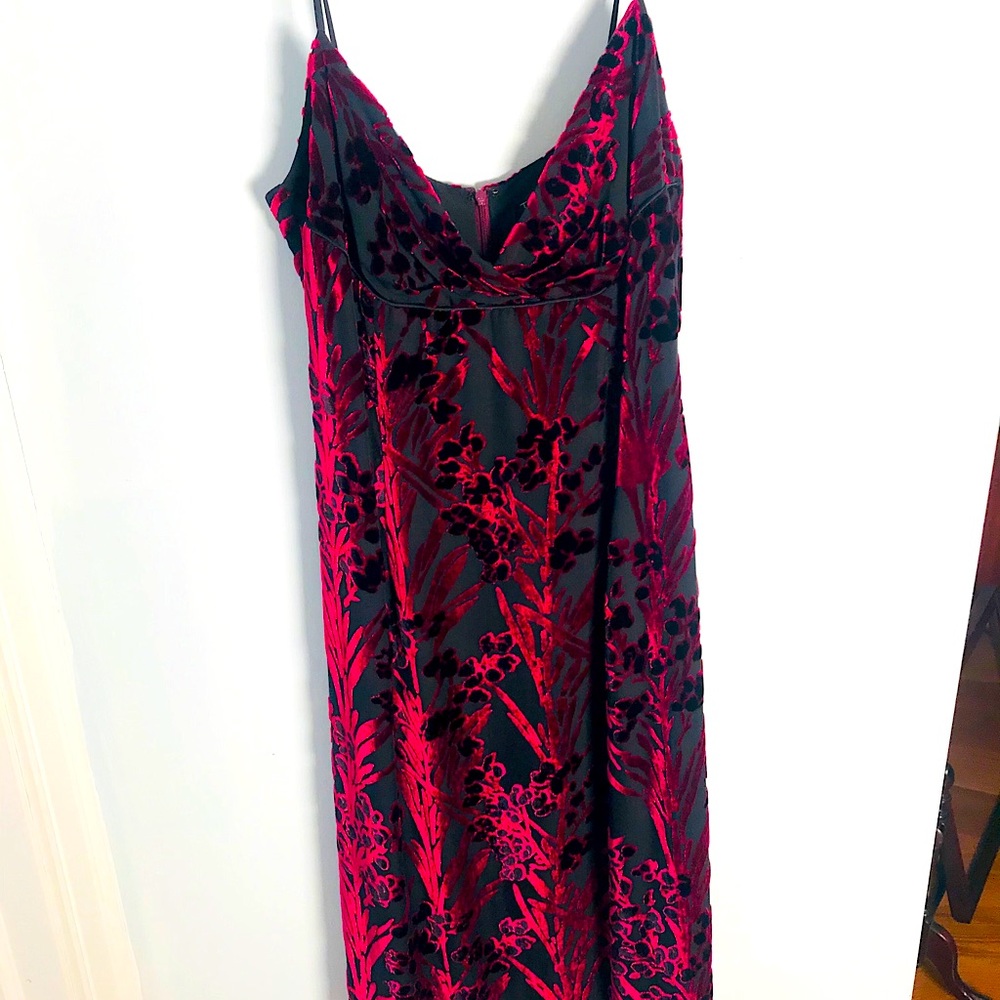Tahari Evening Silk Slip Dress w/velvet
